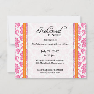 Carte de Dîner de Répétition Damask Rose et Orange
