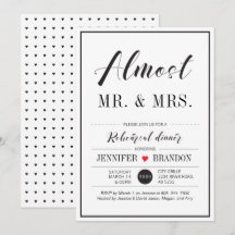 Carte de dîner de répétition de mariage en typogra
