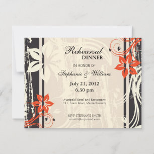 Carte de dîner de répétition Red Swirl en noir