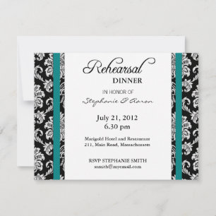 Carte de dîner turquoise de la répétition Damas