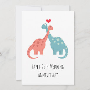 Carte de Dinosaures mignonnes du 25e anniversaire 