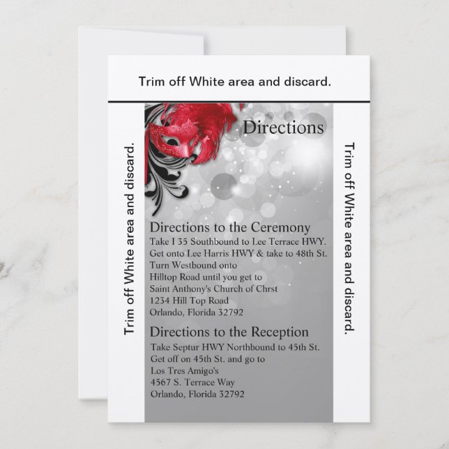 Carte de direction 3,5x6 Mascarade rouge (Devant)