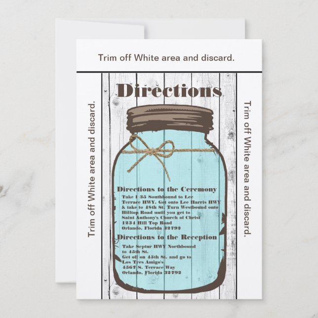 Carte de direction 3,5x6 Mason Jar Wood Country Ru (Devant)