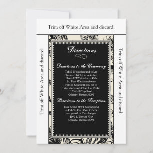 Carte de direction 3,5x6 Toile florale noire et bl