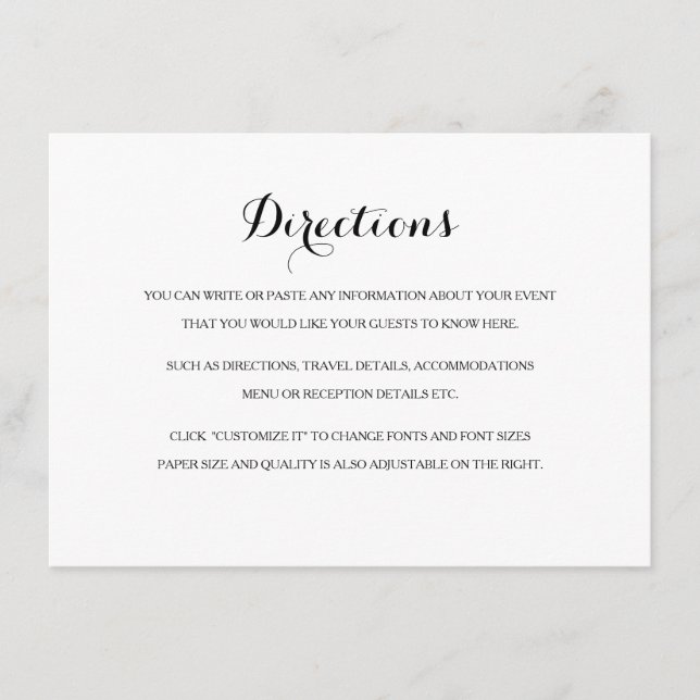 Carte de direction avec carte en noir et blanc (Devant)