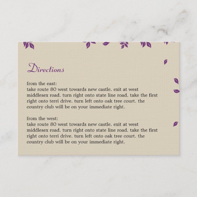 Carte de direction de l'arbre de chêne (Devant)