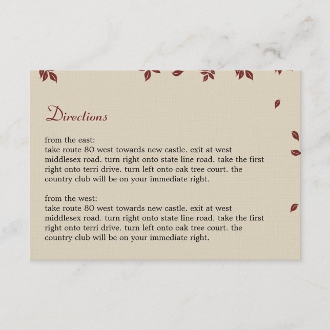 Carte de direction de l'arbre de chêne (Devant)