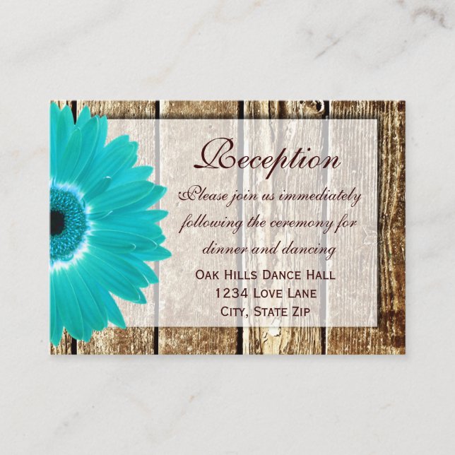 Carte de direction de mariage Gerber Daisy turquoi (Devant)