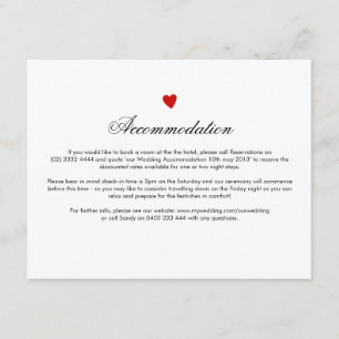 Carte de direction du Mariage Little Red Heart