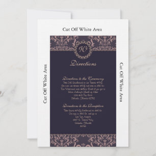 Carte de direction Mariage damassé de dentelle fle