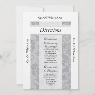 Carte de direction Mariage damassé gris à deux ton