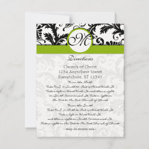 Carte de direction Mariage Monogram Black Damask S