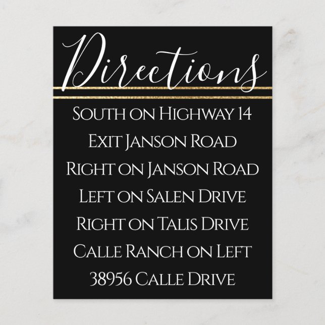 Carte de direction or Elegant Bat mitzvah à barres (Devant)