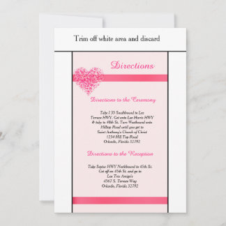 Carte de directions Cœur Confettis Roses 3.5x6