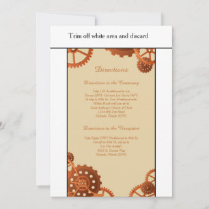 Carte de directions de mariage Steampunk Cogs Gear