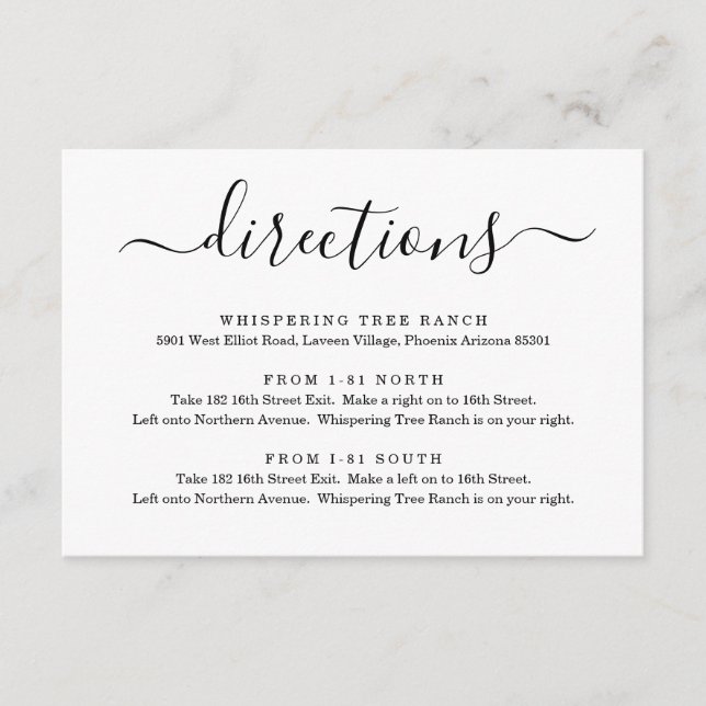 Carte de directions simple (Devant)