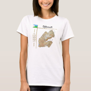 Carte de Djibouti + Drapeau + Titre T-shirt