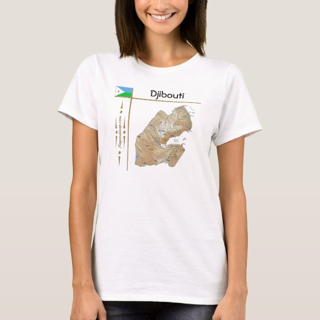 Carte de Djibouti + Drapeau + Titre T-shirt (Devant)