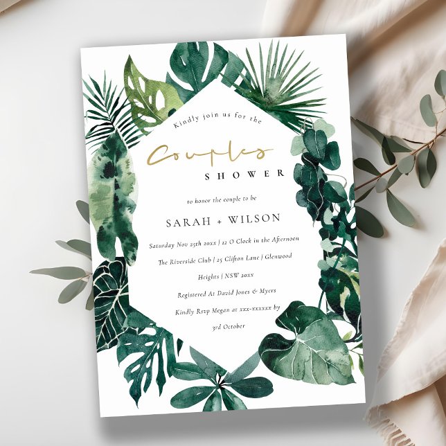 Carte de douche Monstera Green Leafy Hexagonal Cou (Créateur téléchargé)