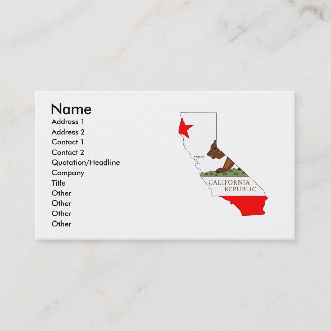 Carte de drapeau de la Californie (Devant)