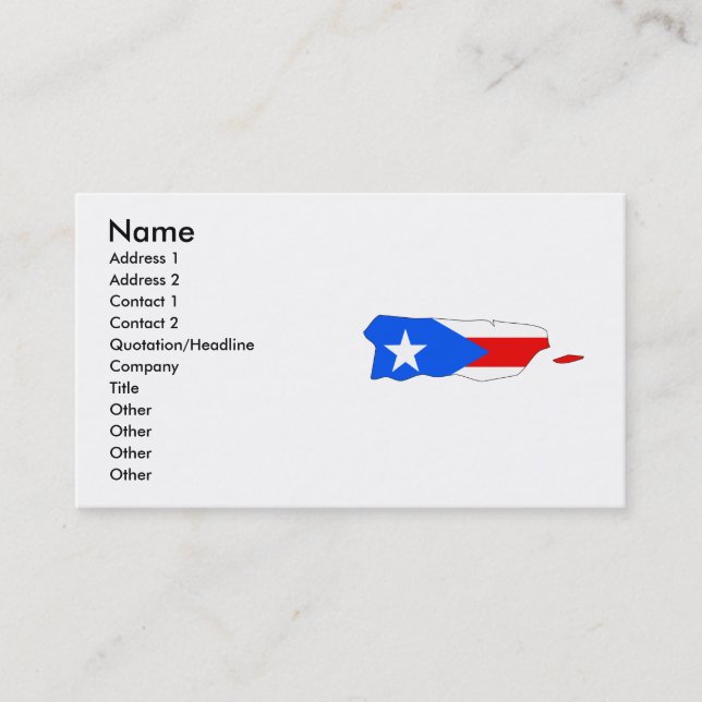 Carte de drapeau de Porto Rico (Devant)