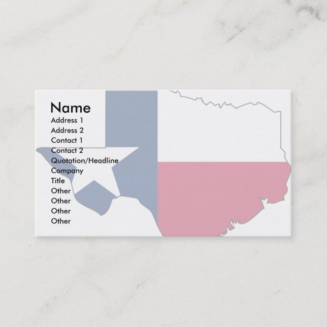 Carte de drapeau du Texas (Devant)