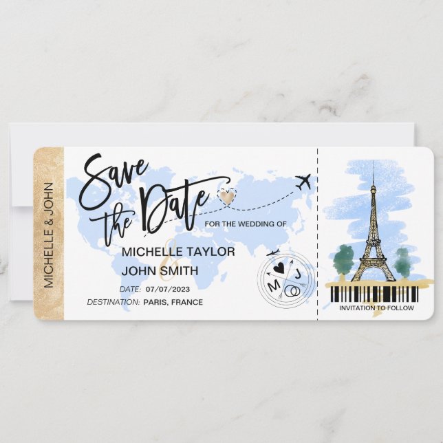 Carte de embarquement pour mariage à Paris, enregi (Devant)