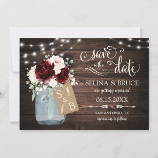 Carte de Faire-Part Bois Floral Bourgogne Rustique