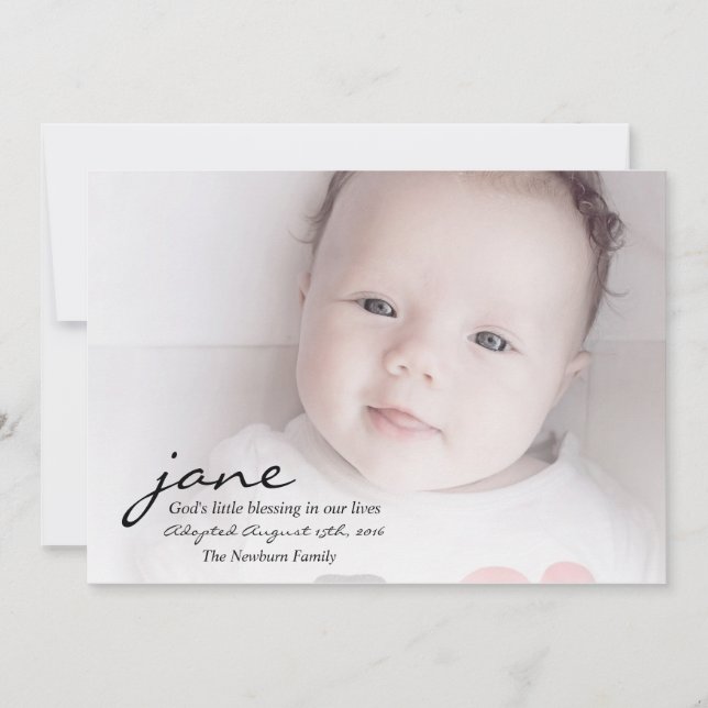 Carte de Faire-part d'adoption de Dieu (Devant)