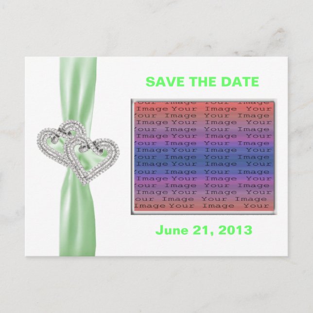 Carte de faire-part de date de Custom Hearts Lime  (Devant)