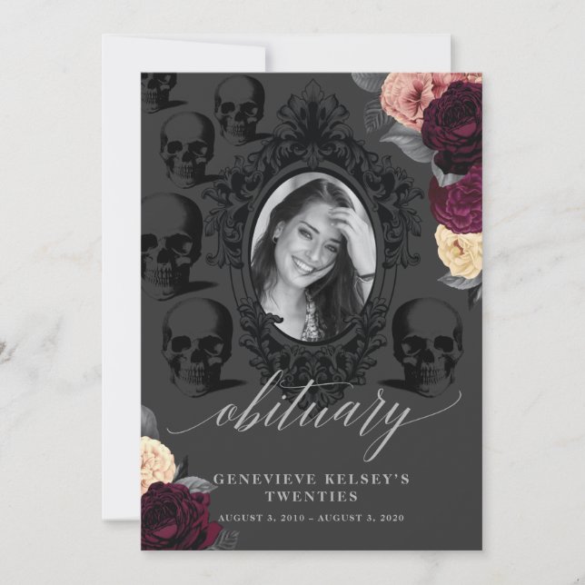 Carte de faire-part de décès pour ma jeunesse (Devant)