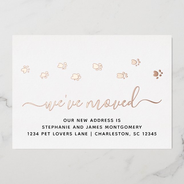 Carte de Faire-part de déplacement Rose Gold Foil (Recto)
