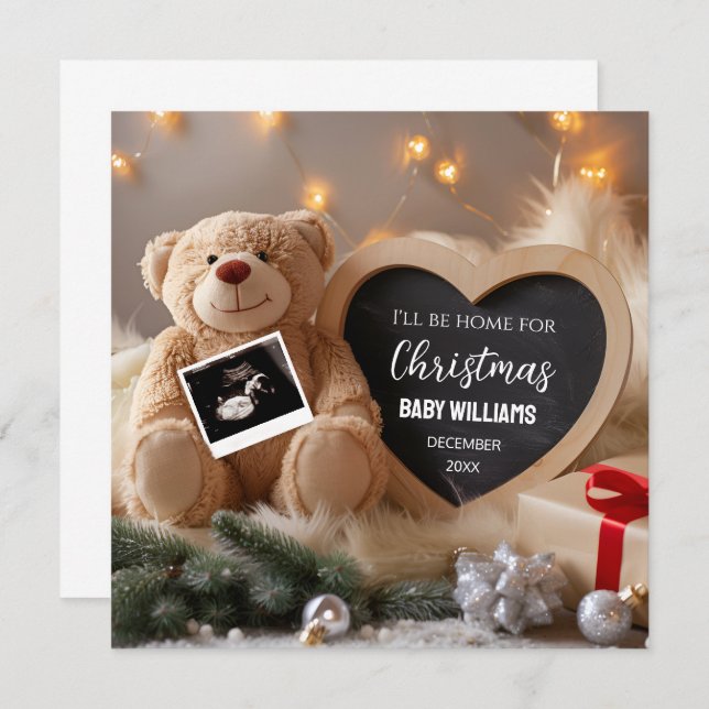 Carte de Faire-part de grossesse de Noël (Devant / Derrière)