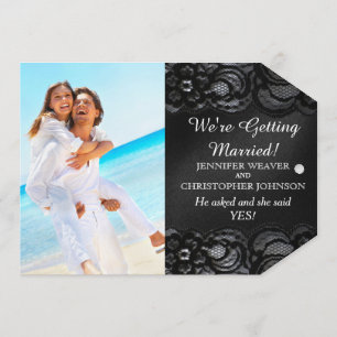 Carte de Faire-part de la dentelle noire et du sat