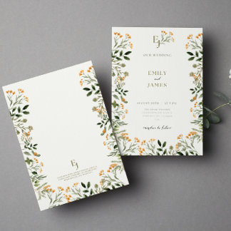 Carte de Faire-part de mariage à cadre floral mini