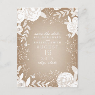 Carte de faire-part de mariage à motif floral blan