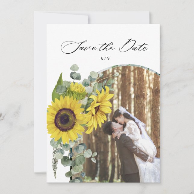 carte de faire-part de mariage au tournesol rustiq (Devant)
