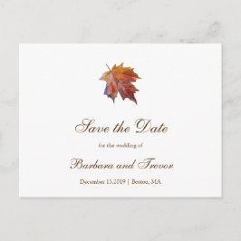 Carte de faire-part de mariage automnal à feuille