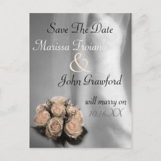 Carte de faire-part de mariage avec roses et marié
