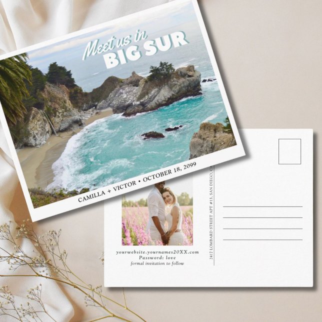 Carte de faire-part de mariage Big Sur McWay (Big Sur Wedding Save the Date Postcard
)
