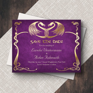 Carte de Faire-Part de Mariage Burgundy Dragon Fan