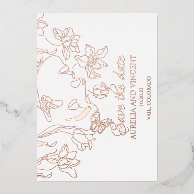 Carte de faire-part de mariage calligraphiée avec  (Recto)