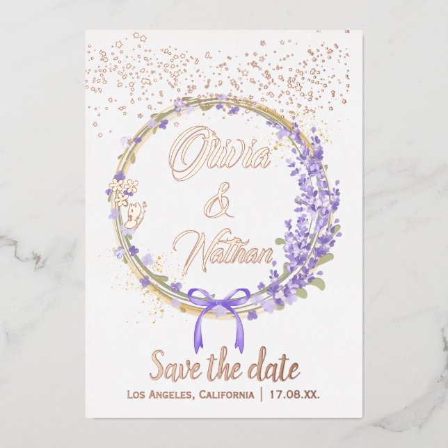 Carte de faire-part de mariage calligraphiée avec  (Recto)