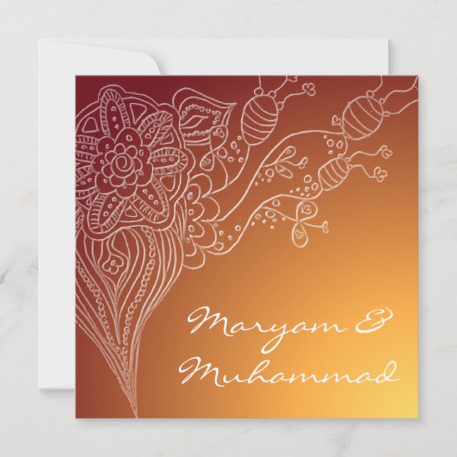 Carte de faire-part de mariage de bismillah rouge  (Devant)