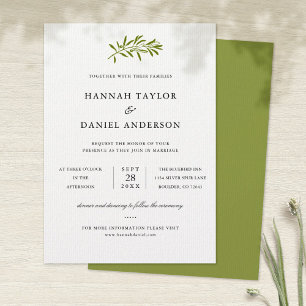 Carte de Faire-part de mariage de branche d'olive