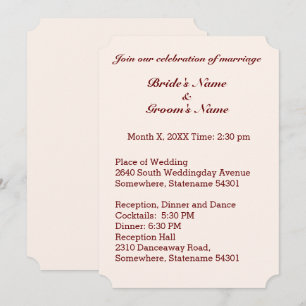 Carte de Faire-part de mariage de mariée et de cha