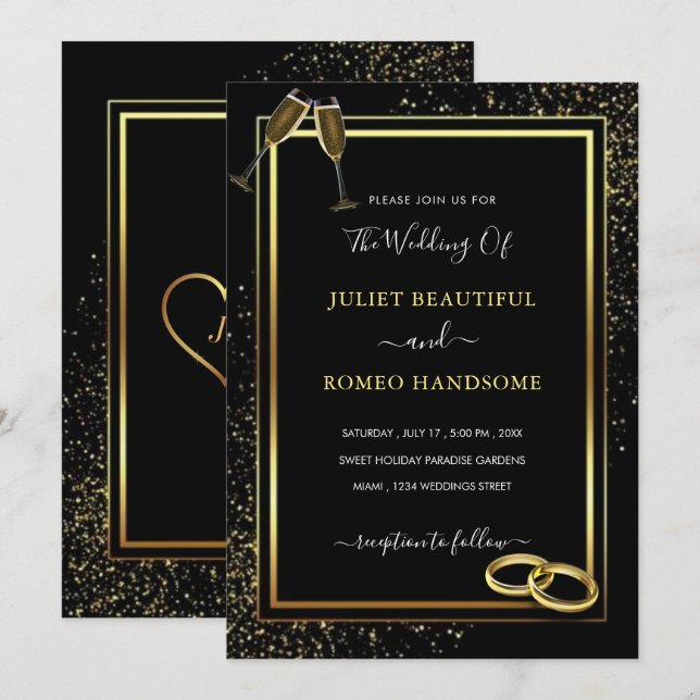 Carte de Faire-part de mariage de Parties scintill (Devant / Derrière)