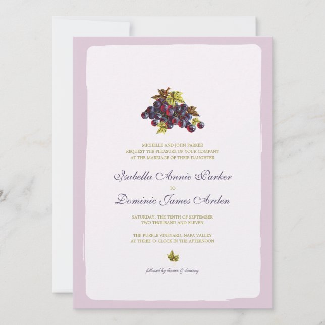 Carte de faire-part de mariage de raisins de (Devant)