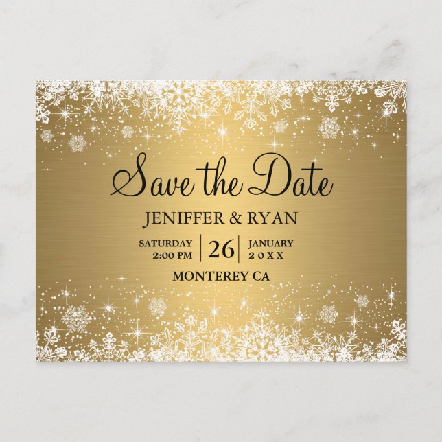 Carte de faire-part de mariage d'hiver mignon (Devant)