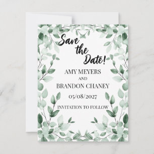 Carte de Faire-Part de Mariage Eucalyptus Greenery